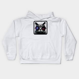 Cat with universe glasses Kids Hoodie